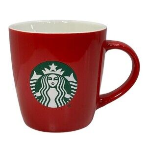 Starbucks Red Coffee Mug Classic Green Siren Mermaid Logo 12 Oz Like New 2021